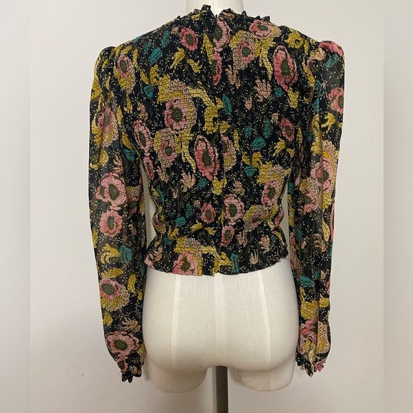 Aritzia Wilfred Lilith Blouse Artist Print Prairie Blouse Cropped Size Medium - Picture 7 of 7